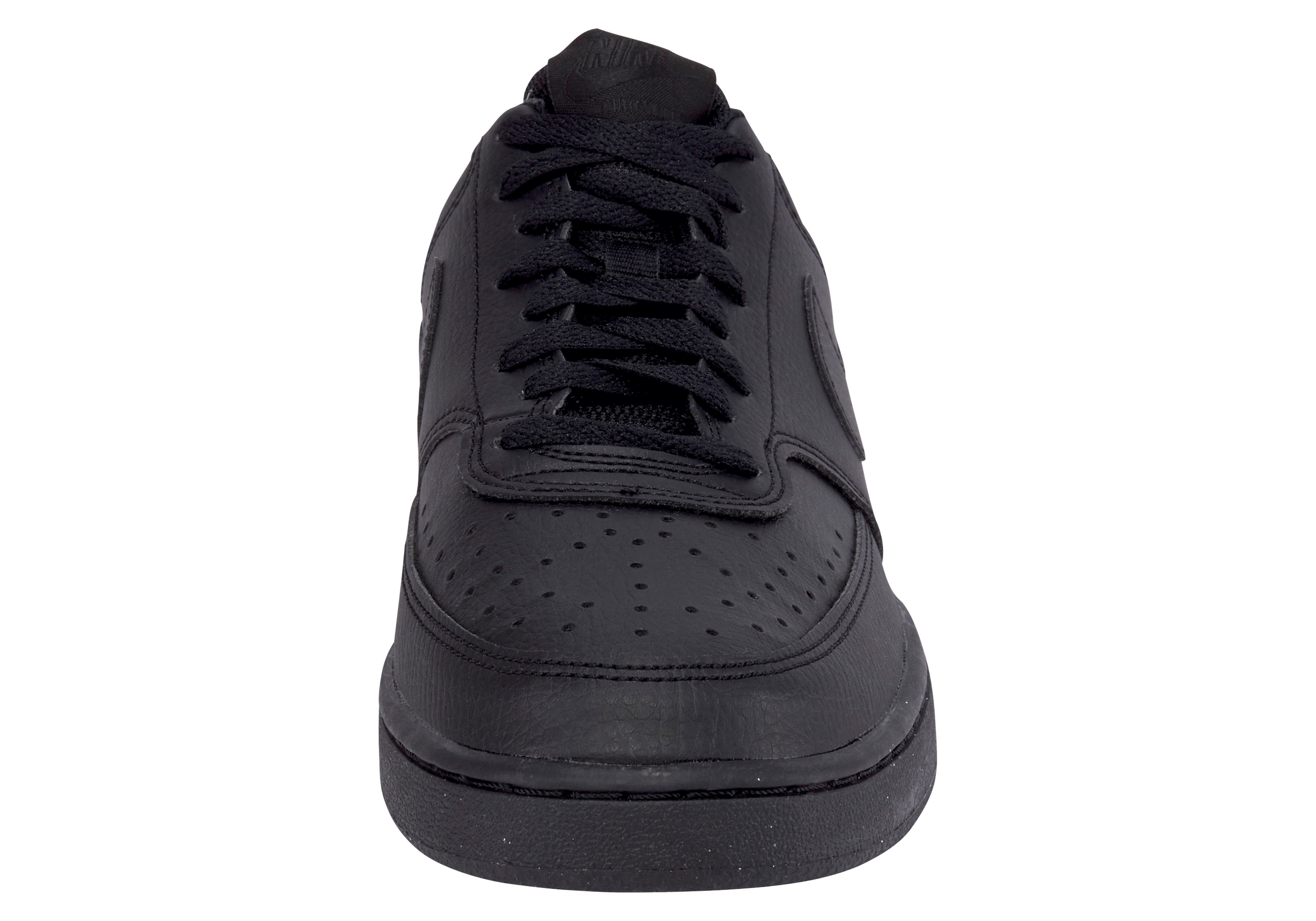Sneaker NIKE SPORTSWEAR "COURT VISION LOW NEXT NATURE", Gr. 47,5, schwarz (schwarz, schwarz, schwarz), Synthetik, Schuhe, inspiriert vom Design des Nike Air Force