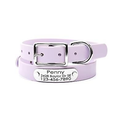 "Mimi Green Waterproof with Riveted Name Plate Dog Collar, Pastel Purple, Medium 1"""