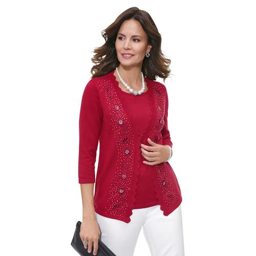 "2-in-1-Pullover LADY ""Pullover"" Gr. 42, rot Damen Pullover 2-in-1-Pullover"