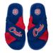 Women's FOCO Royal Chicago Cubs Two-Tone Crossover Faux Fur Slide Slippers