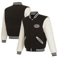 Men's JH Design Black NHRA One Hit Reversible Fleece Jacket with Faux Leather Sleeves
