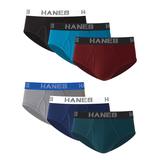 Hanes Men's Ultimate Core Stretch Brief 6-Pack (Size L) Black/Red/Green, Cotton,Spandex