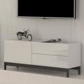 Web Furniture - Meuble tv de salon design moderne 2 tiroirs blanc brillant Metis Up