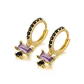 CANNER-Boucles d'oreilles pendantes rondes en argent regardé 925 pour femmes Huggie Black Purple