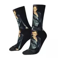 Chaussettes de basket-ball drôles Johnny Hallyday Rock Star chaussettes d'équipage en polyester