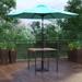 BizChair 3 Piece Outdoor Patio Table Set - 35 Square Synthetic Teak Patio Table with Teal Umbrella and Base