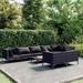 vidaXL 9 Piece Patio Lounge Set with Cushions Poly Rattan Dark Gray - 27.6" x 27.6" x 24"