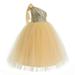 Ekidsbridal One-Shoulder Sequins Tutu Junior Flower Girl Dress Pageant Gown 182 M