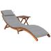 vidaXL Patio Sun Lounger with Table and Cushion Solid Acacia Wood - 72.4" x 21.7" x 25.2"