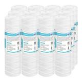 Membrane Solutions String Wound Whole House Water Filter Replacement Cartridge Universal Filter Reduces Sediment Dirt Rust and Particles 10 Micron 12 Pack