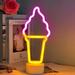 Ice Cream Neon Sign LED Lights Ice Cream Shaped Night Light for Home Christmas Wedding Bedroom Decor Battery/USB Operated