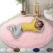 Soft Round Fluffy Bedroom Rugs Fuzzy Circle Area Rug for Playing Reading Room Kids Room Carpets Shaggy Rugs 48.03x48.03 inches Pink