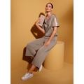 Sweatshirt CREATION L, Damen, Gr. 40, rosa (taupe, bronzefarben, bedruckt), 50% Modal, 44% Polyester, 6% Elasthan, gemustert, unifarben, Wasserfallausschnitt, Kurzarm, Sweatshirts