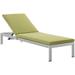 Shore Set of 4 Outdoor Patio Aluminum Chaise w/ Cushions by Modway Metal in Green/Black | 19.5 H x 25 W x 76 D in | Wayfair EEI-2738-SLV-PER-SET