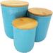 Corrigan Studio® 3 Piece Kitchen Canister Set Ceramic in Blue | 4.87 H x 3.75 W x 3.75 D in | Wayfair 5E84437A23854C8EA68490D72CDD10D8