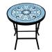 Charlton Home® Folding Metal Bistro Outdoor Table Glass/Metal/Mosaic in Blue | 19 H x 17.5 W x 17.5 D in | Wayfair CEF2CC0988ED41AB975FCF628F70661B