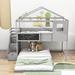 Slavkov Twin over Full L-Shaped Bunk Beds w/ Shelves by Harper Orchard in Gray | 83 H x 77 W x 93 D in | Wayfair 73814D5DC0A943D5AB757364AC8B192F