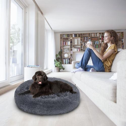 Vingo Hundebett Hundebetten Waschbares Hundekissen Weiches Schlafplatz Katzenbett dunkelgrau 100cm