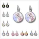 Boucles d'oreilles en verre convexe pour filles boucles d'oreilles de dessin animé d'art pour