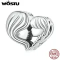 WOSTU – breloques en argent Sterling 925 en forme de cœur pour mère et fille pendentif perle adapté