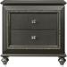 2 Drawers Wood Nightstand in Metallic Gray Finish