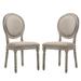 Set of 2 Upholstered Side Chairs in Tan and Salvaged Light Oak