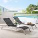 Savannah Outdoor Patio Mesh Chaise Lounge Set with Side Table