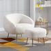 Oaks Aura Modern Comfy Teddy Short Plush Particle Velvet Armchair, Accent Upholstered Barrel Chair with Ottoman