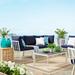 Modway Riverside 3 Piece Sectional Seating Group Metal in Blue/Gray/White | 28 H x 85.5 W x 29.5 D in | Outdoor Furniture | Wayfair