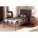 Corrigan Studio® Armittie Dark Grey Fabric Upholstered & Walnut Brown Finished Wood Platform Bed Wood | 14.9 H x 40.55 W x 77.4 D in | Wayfair