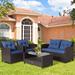 Red Barrel Studio® 8 Piece Sofa Seating Group Synthetic Wicker/All - Weather Wicker/Metal/Wicker/Rattan in Blue | Outdoor Furniture | Wayfair