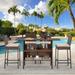 AVAWING 5PCS Patio Rattan Bar Table and Chairs Set for 4 People w/ Removable Cushion Outdoor Brown