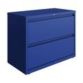 Hirsh 36 Inch Wide 2 Drawer Metal Lateral File Cabinet for Home and Office Holds Letter Legal and A4 Hanging Folders Blue