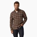 Dickies Men's 1922 Long Sleeve Shirt - Rinsed Khaki And Gray Plaid Size M (HL27)