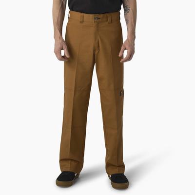 Dickies Men's Skateboarding Regular Fit Double Knee Pants - Brown Duck W/ Contrast Stitch Size 34 30 (WPSK96)