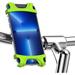 Bike Phone Holder Silicone Motorcycle Phone Mount - Universal Bicycle Cell Phone Holder for 4.7 - 6.8 Adjustable Detachable Tool Free Install Compatible iPhone & Android - Green