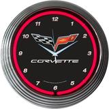 Corvette C6 Neon Clock Chrome rim with a single ring of red neon