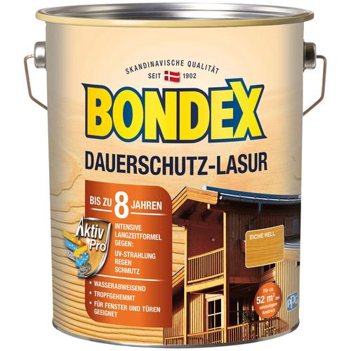 „BONDEX Holzschutzlasur „“DAUERSCHUTZ-LASUR““ Farben Ebenholz, 0,75 Liter Inhalt Gr. 4 l, braun (eiche hell) Holzlasuren“