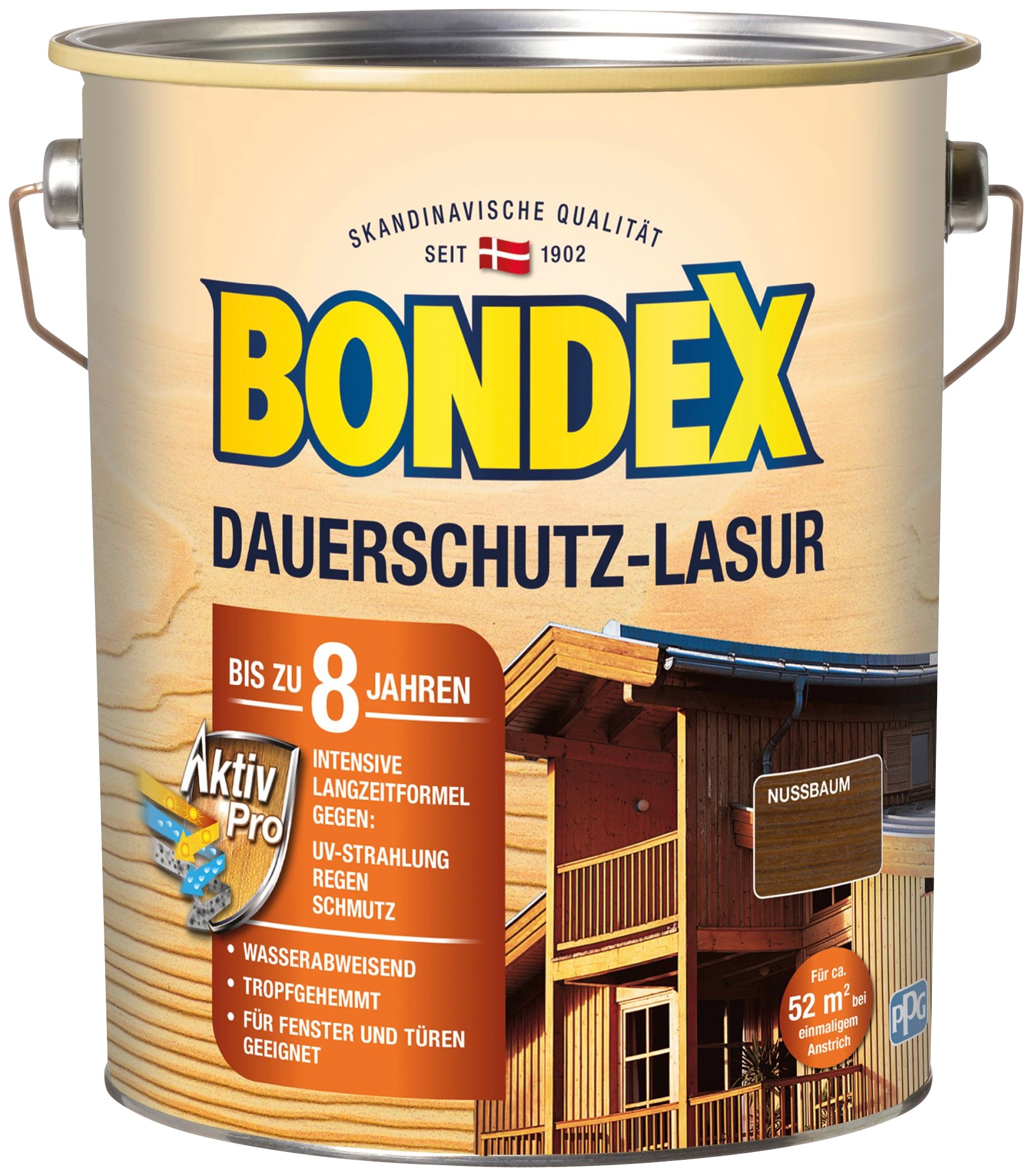 „BONDEX Holzschutzlasur „“DAUERSCHUTZ-LASUR““ Farben Ebenholz, 0,75 Liter Inhalt Gr. 4 l, braun (nussbaum) Holzlasuren“