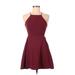 Garage Casual Dress - A-Line Halter Sleeveless: Burgundy Print Dresses - Women's Size 6