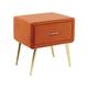 Minimalist Upholstered Bedside Table Nightstand Velvet 1 Drawer Orange Flayat