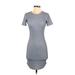 Forever 21 Casual Dress - Bodycon Crew Neck Short sleeves: Gray Print Dresses - Women's Size Small