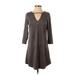 Abbeline Casual Dress - A-Line Crew Neck 3/4 sleeves: Brown Print Dresses - Women's Size Small