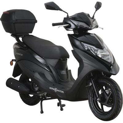 Motorroller ALPHA MOTORS "Topdrive", schwarz (schwarz, schwarz), Motorroller & Mofas, 85 km/h, mit USB-Anschluss, B:69cm