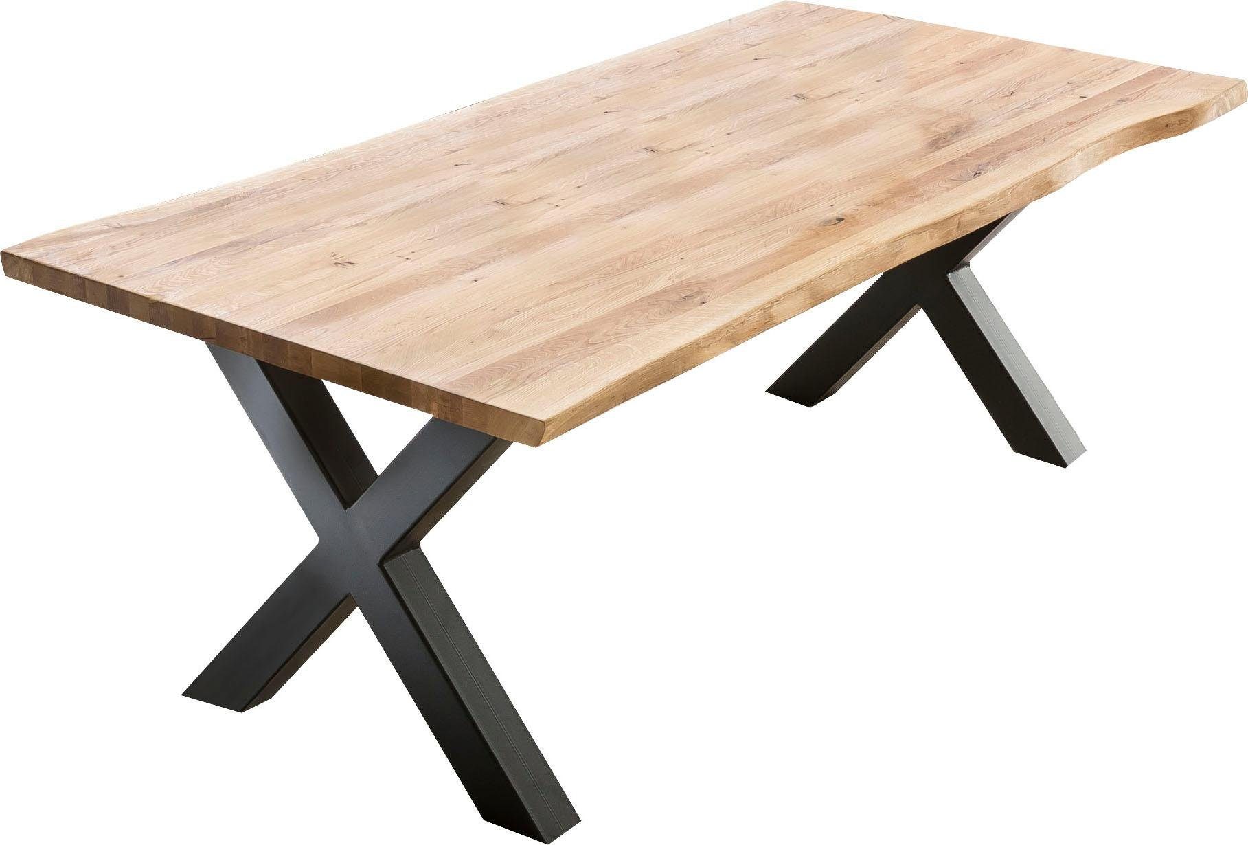 Esstisch HOME AFFAIRE "Tristan", beige (natur, schwarz, natur), B:220cm H:77cm T:100cm, Tische, mit Baumkante Image