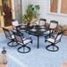Patio Dining Sets, 6 Breathable Textilene Sling Fabric Alu Frame Chairs & 1 Metal Table