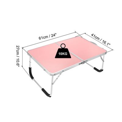 Foldable Laptop Table, Picnic Bed Tray Table with Tote Bag, Pink