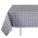 Gracie Oaks Grey-white Plaid Wipeable Oilproof Wrinkle-free Waterproof Scalloped Tablecloth Polyester in Gray/Black | 79 W x 0.25 D in | Wayfair