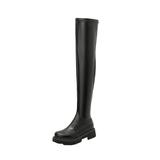 Womens Over-the-Knee Boots Platform Chunky Heels High Boots Over The Knee Boots Faux Leather Round Toe Side Zipper Motorcycle Riding Boots Combat Boots for Women