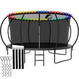 CITYLE Trampoline 14FT for Kids with Enclosure Net 14FT Trampolines with Basketball Hoop and Star Lights 1400LBS Outdoor Trampoline for Adults Easy Assembly & Last Long